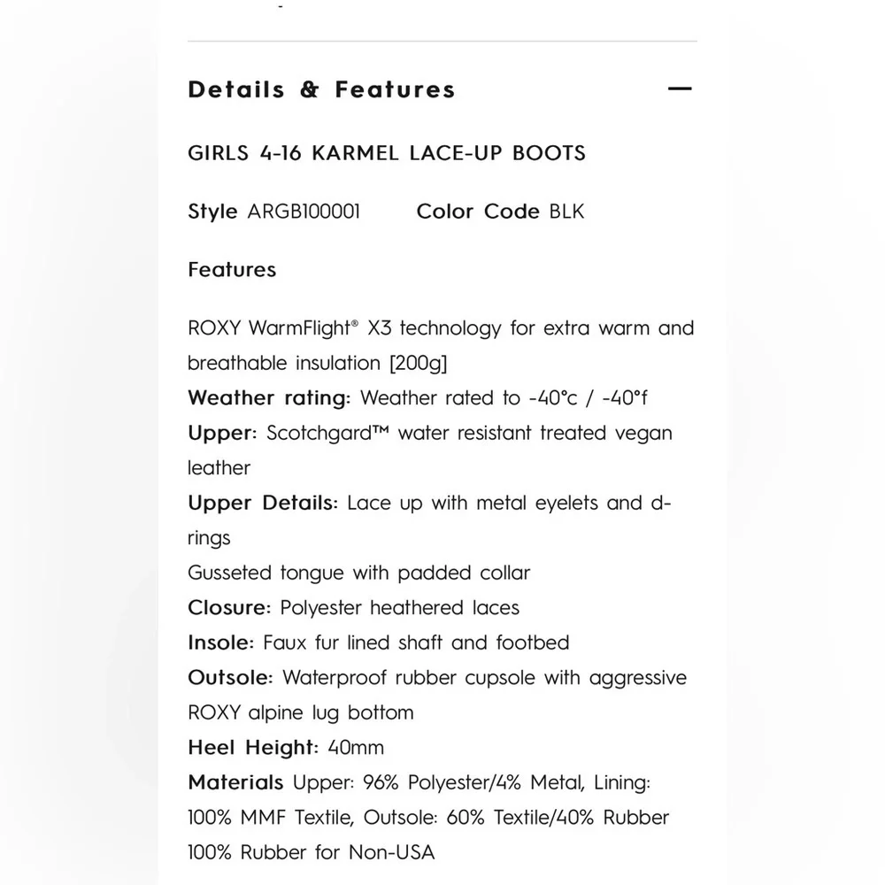 Roxy girls Karmel lace up boots
